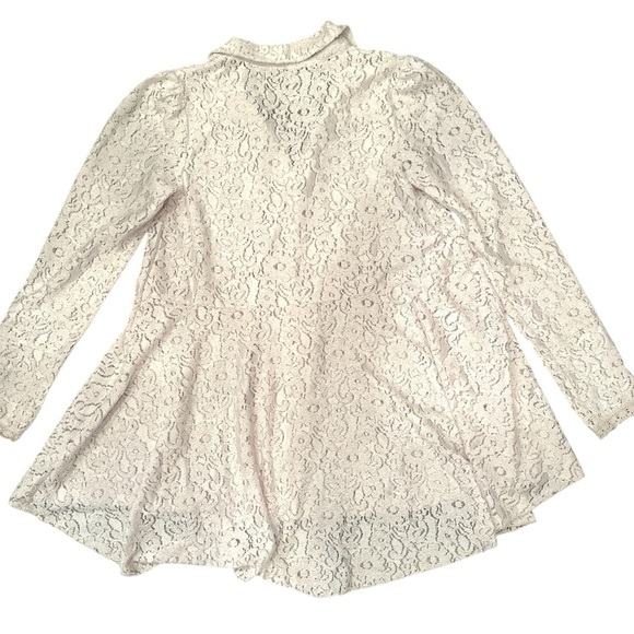 Free People Boho Soft Pink Lace Long Sleeve Button Up Shirt-Sz Med - Picture 4 of 13